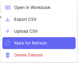 Actions dropdown with Mark for refresh option