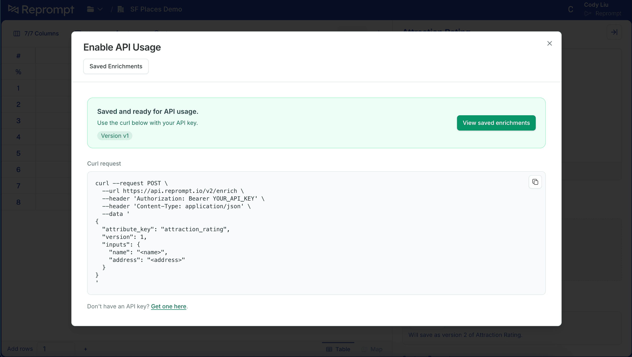 API usage enabled confirmation