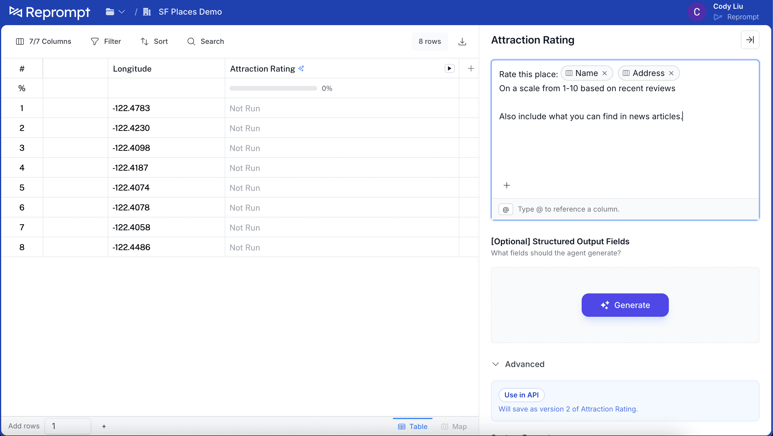 Edit agent prompt and see the next version number